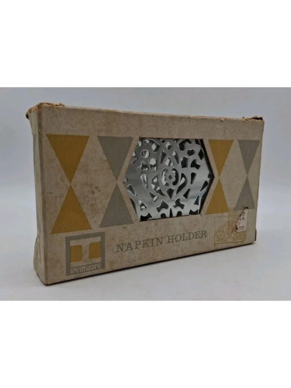 Vintage Irvin Ware USA Chrome/Silver Lace Filigree Napkin Holder/Letter Holder